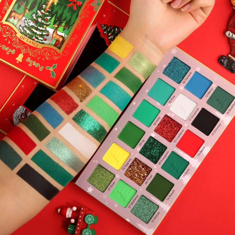 De'Lanci Merry Gift Green Makeup Palette 18 Colors Eyeshadow 27g