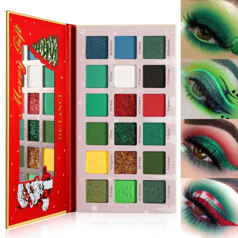 Merry Gift Green Makeup Palette 18 Colors Eyeshadow 27g