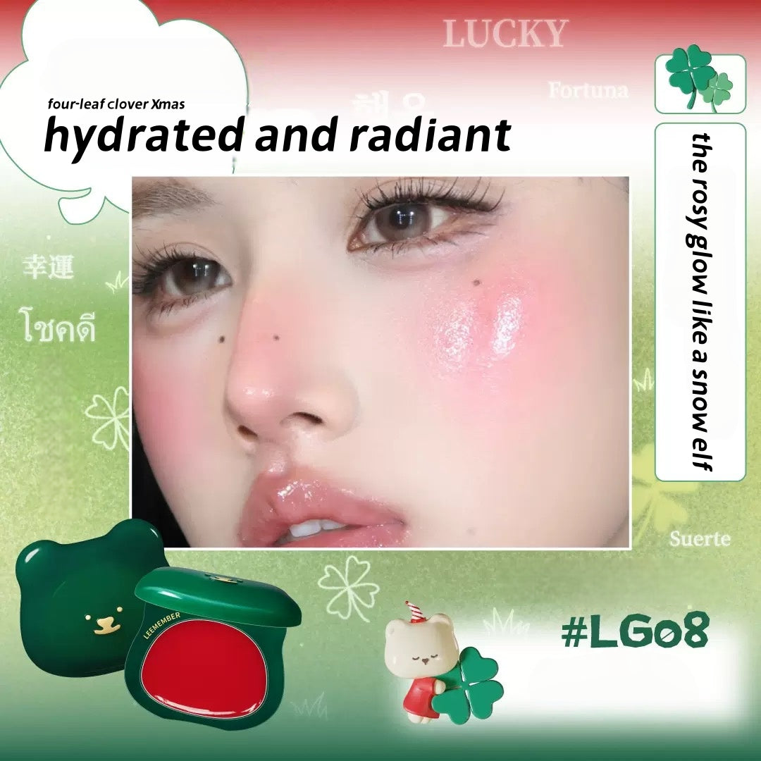 LEEMEMBER Purple Floral Bear Hydrating Cream Blush 4g