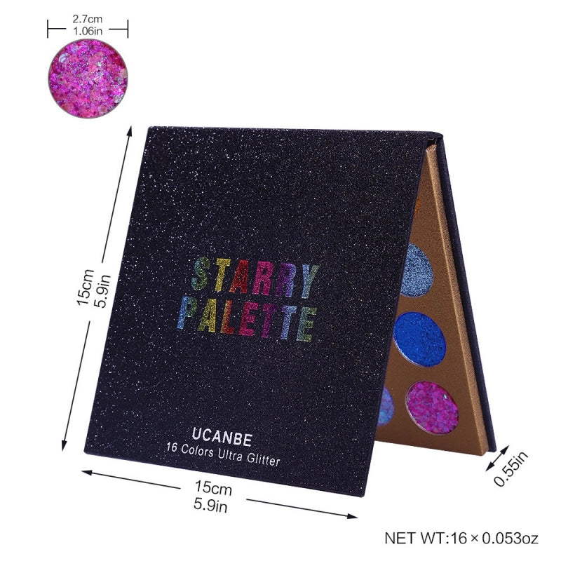 16 Colors Glitter Eyeshadow Starry Palette 16*1.5g
