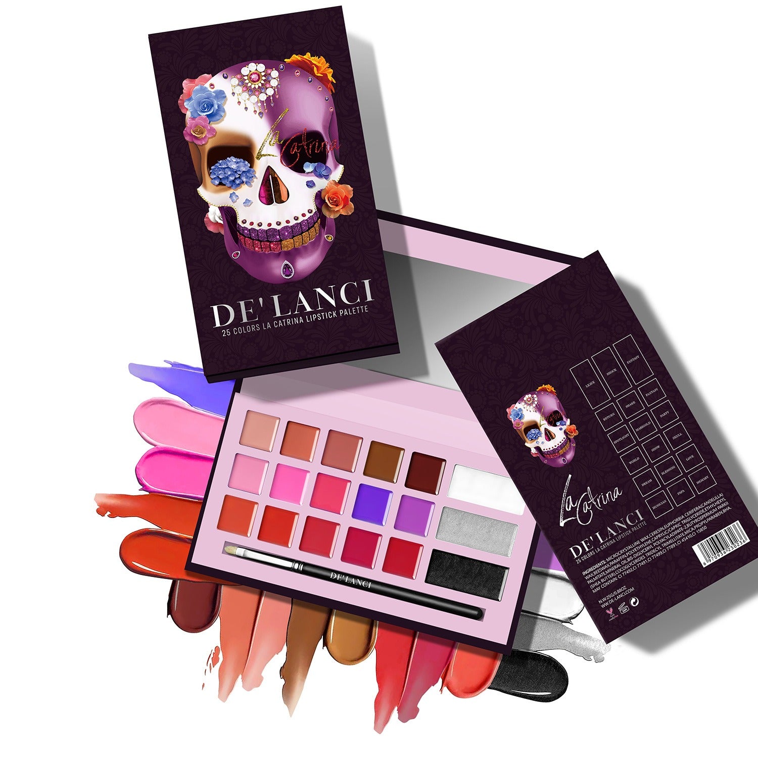 DE'LANCI 18 Colors La Catrina Lipstick Palette 16.8g