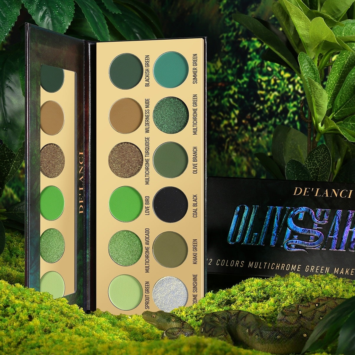 De'Lanci - Olive Earth 12 Colors Multichrome Green Makeup Palette 18.8g