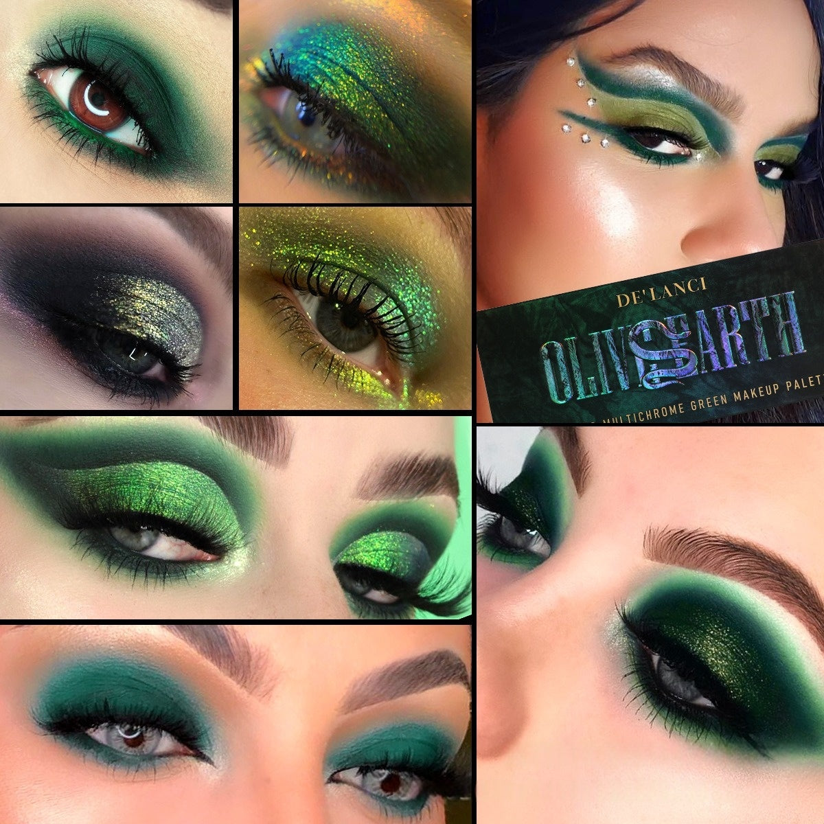 DE'LANCI Olive Earth 12 Colors Multichrome Green Makeup Palette 18.8g