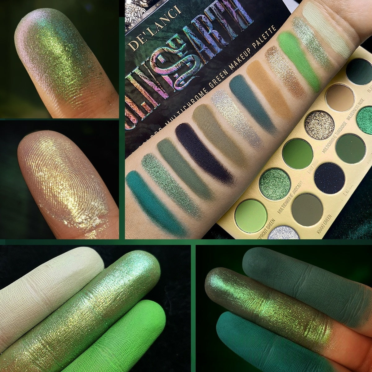 DE'LANCI Olive Earth 12 Colors Multichrome Green Makeup Palette 18.8g