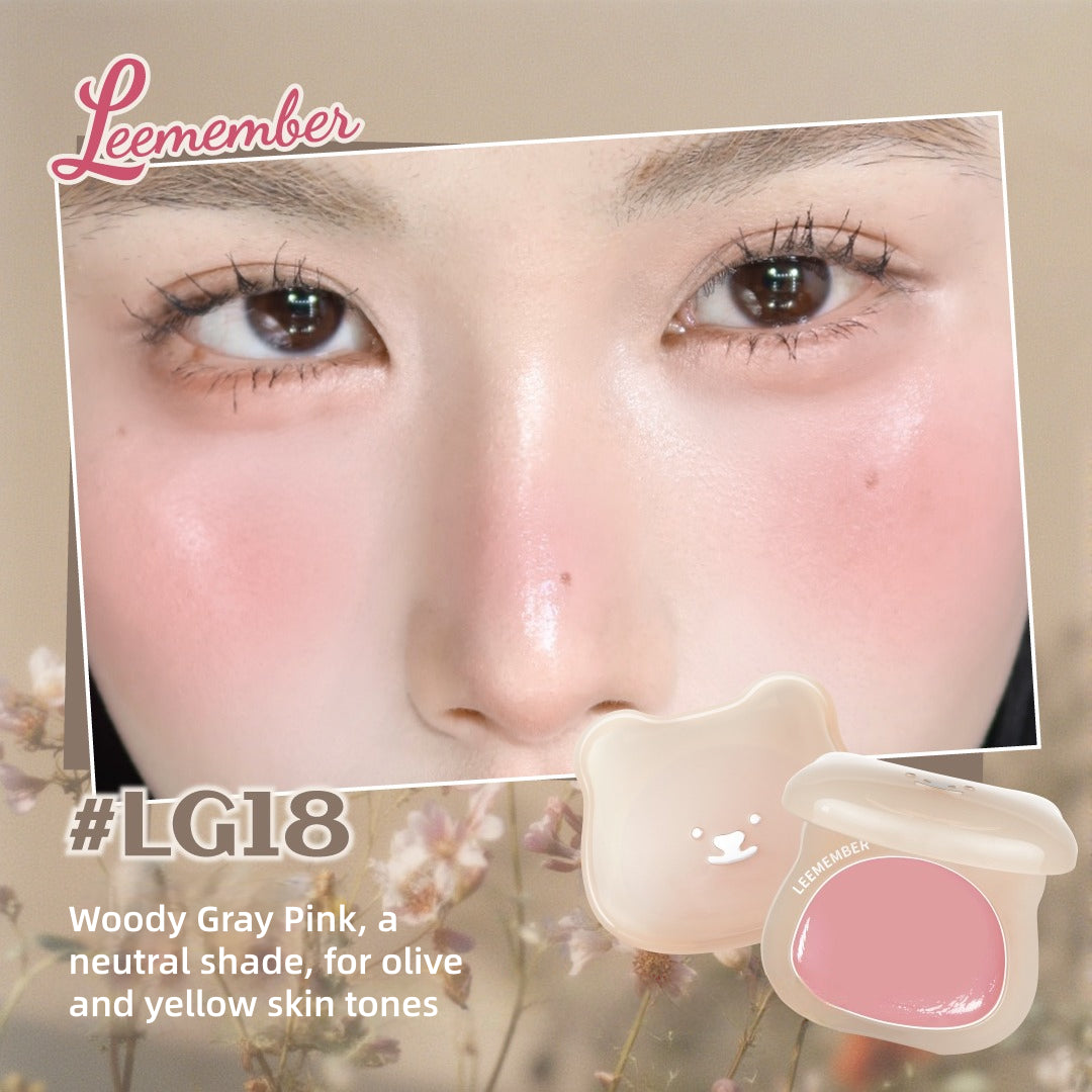 LEEMEMBER Purple Floral Bear Hydrating Cream Blush 4g
