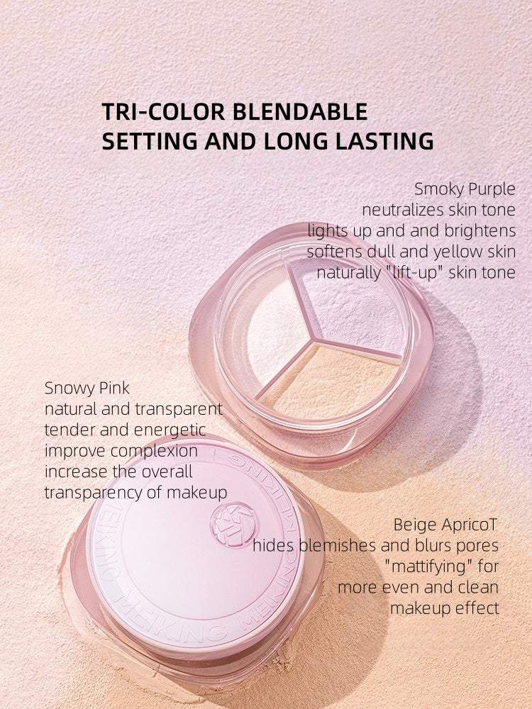 MEIKING Wild Rose Tricolor Blurring Setting Powder 7g