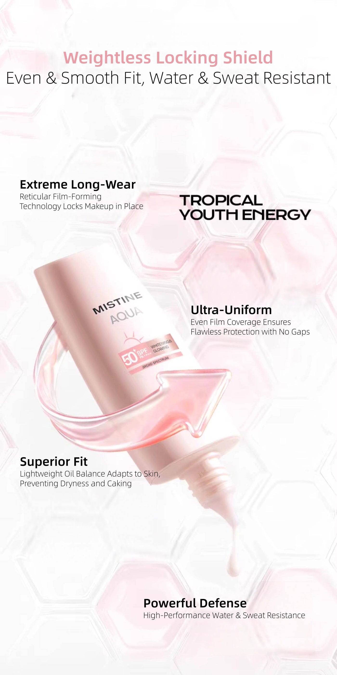 MISTINE - Aqua Base Whitening & Glowing Primer Sunscreen Lotion 40ml