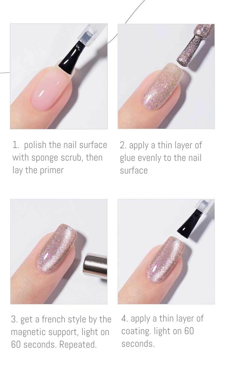 Nail Color Glue Cat Eye Silver Sand Effect YSN006 - Chic Decent